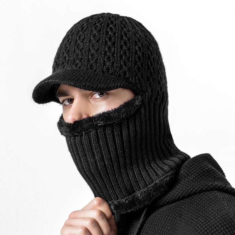 TAGVO Winter Knitted Balaclava Beanie Hat Warm Cycling Ski Mask Universal Size B-Black - Image 2